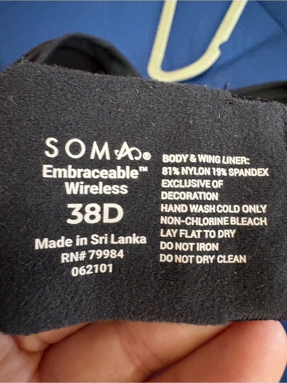 Soma 38D Embraceable Full Coverage Wireless Bra Black New - Picture 4 of 9